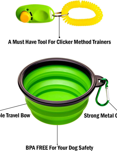 Load image into Gallery viewer, Dog Treat Bag, Training Pouch for Small and Large Dogs with Clicker and Collapsible Food Bowl BPA Free – Pet Treats Tote Bag with Waist and Shoulder Reflective Straps and Belt Clip
