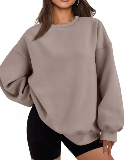 Load image into Gallery viewer, Oversized Sweatshirts for Women Crewneck Y2K Hoodies Sweaters Casual Tops Comfy Fall Fashion Pullover Outfits Winter Clothes
