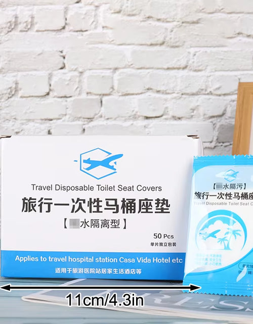 Load image into Gallery viewer, 50Pcs Disposable Plastic Toilet Seat Cover Waterproof and Non Slip Individually Wrapped, for Travel, Toilet Seat Protectors
