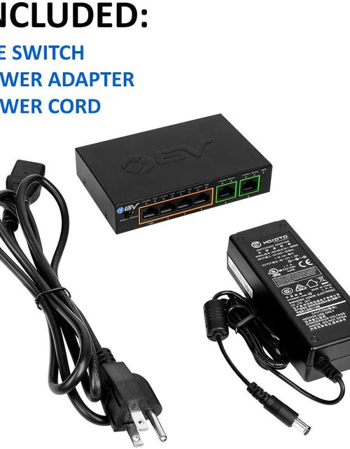 Load image into Gallery viewer, -Tech 6 Port Poe+ Switch (4 Poe+ Ports with 2 Ethernet Uplink and Extend Function) – 60W – 802.3At + 1 High Power Poe Port| Desktop Fanless Design | Sturdy Metal Housing
