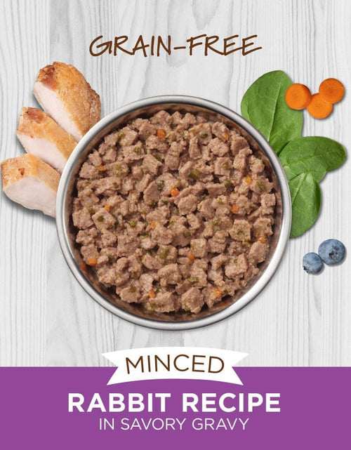 Load image into Gallery viewer, Grain Free Minced Recipe with Real Rabbit Natural Wet Cat Food, 3.5 Oz. Cups (Case of 12)
