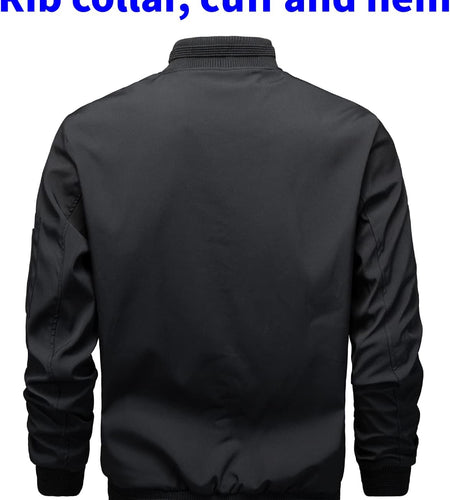 Men'S Lightweight Bomber Jacket Windbreaker Slim Fit Active Coat Outerwear