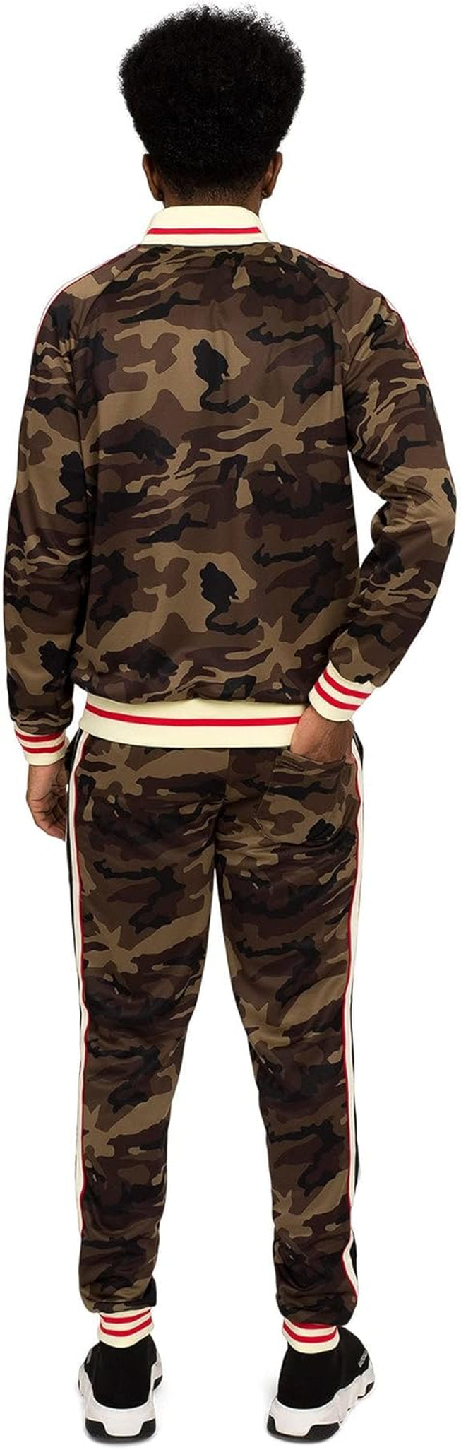 Men'S Side Stripe Zipper Jacket Drawstring Waistband Tracksuit