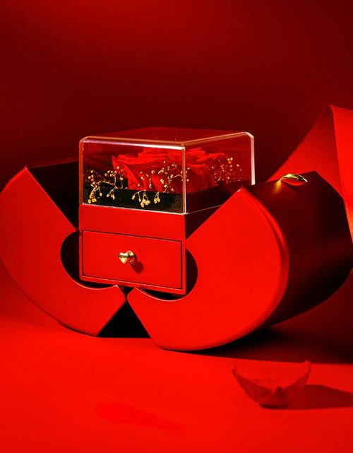 Load image into Gallery viewer, Fashion Jewelry Box Red Apple Christmas Gift Necklace Eternal Rose for Girl Mother'S Day Valentine'S Day Gifts with Artificial Flower Rose Flower Jewelry Box

