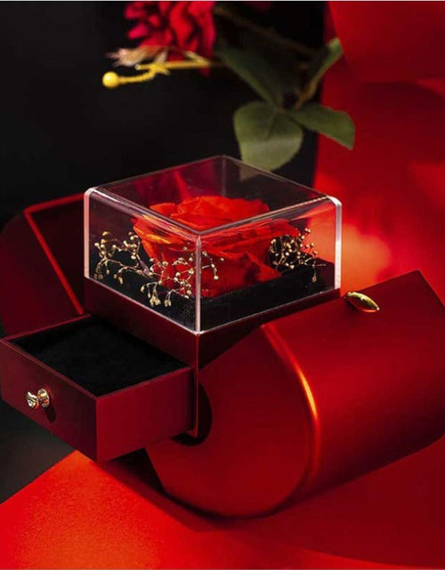 Load image into Gallery viewer, Fashion Jewelry Box Red Apple Christmas Gift Necklace Eternal Rose for Girl Mother'S Day Valentine'S Day Gifts with Artificial Flower Rose Flower Jewelry Box
