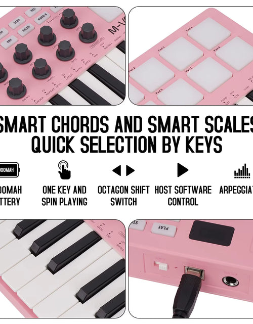 Load image into Gallery viewer, Smk-25Mini MIDI Keyboard Rechargeable 25-Key MIDI Control Keyboard Instrument Mini Portable USB Keyboard MIDI Controller
