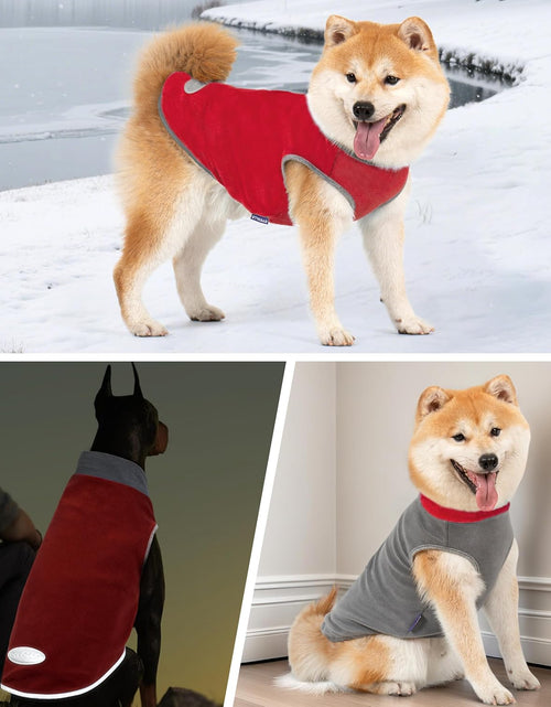 Load image into Gallery viewer, 2 Pack Dog Sweater Sweatshirt Stretchy Fleece Vest Pullover Dog Jacket with Reflective Stripe Lightweight Pet Coats Dog Sweaters for Small Dogs Grey &amp; Red
