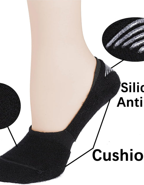 Load image into Gallery viewer, 6 Pairs Unisex Thick Cushion Athletic Cotton Non Slip Low Cut Flat Liner No Show Socks
