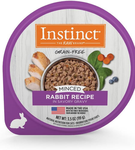 Grain Free Minced Recipe with Real Rabbit Natural Wet Cat Food, 3.5 Oz. Cups (Case of 12)