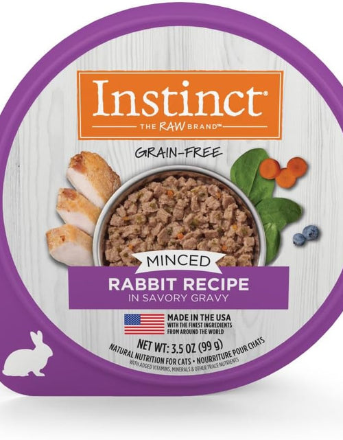 Load image into Gallery viewer, Grain Free Minced Recipe with Real Rabbit Natural Wet Cat Food, 3.5 Oz. Cups (Case of 12)
