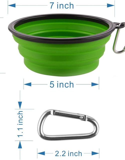 Load image into Gallery viewer, Large Collapsible Dog Bowls, 34Oz Travel Water Food Bowls Portable Foldable Collapse Dishes with Carabiner Clip, 2 Pack (Green+Blue)
